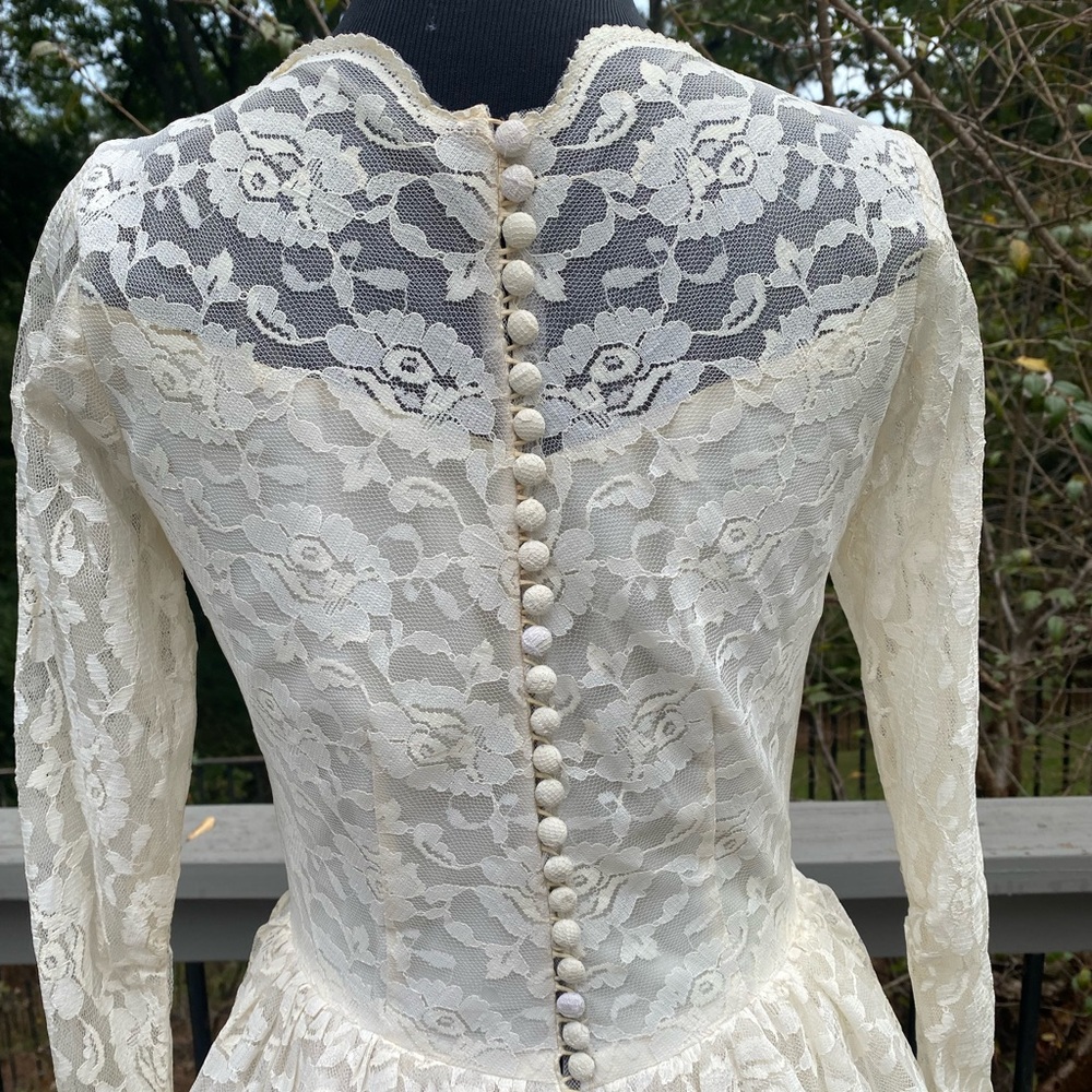 Vintage 50s Tiered Ruffle Victorian Bridgerton Queencore Regency Wedding Dress - Picture 7 of 16